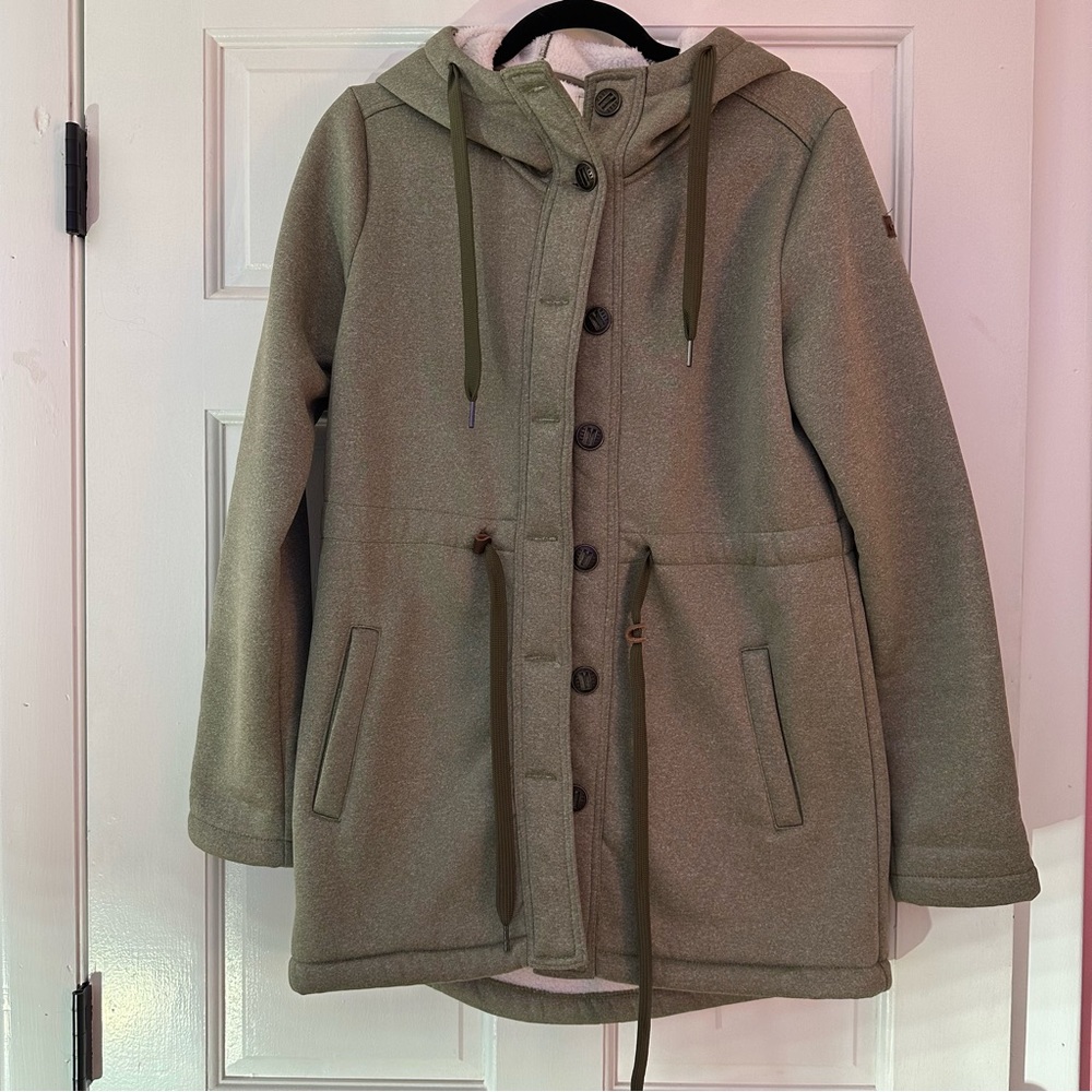 Roxy Light Olive Green Jacket With Drawstring Wai… - image 2